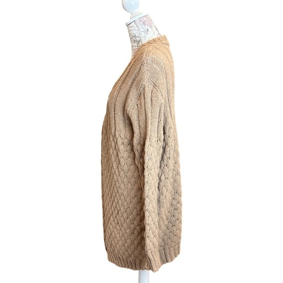 NWT Timing Open Front Soft Oversized Chunky Knit Tan Cardigan, size Large - Picture 5 of 8